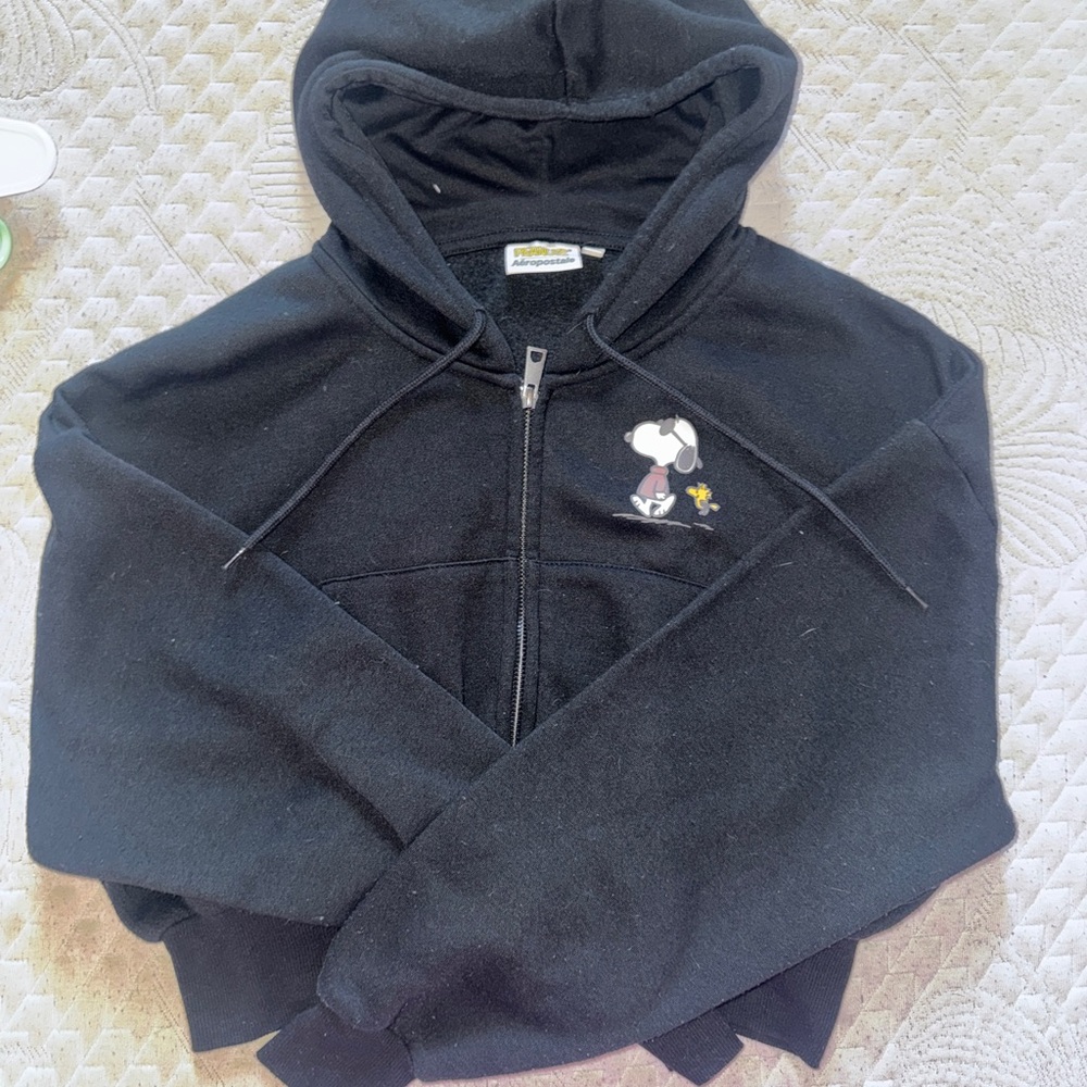 Aeropostale Black Hoodie with Cartoon Embroidery